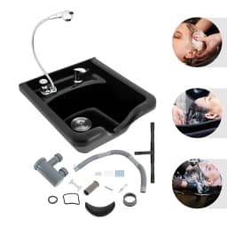 Comfortable Wall-mounted Shampoo Bowl with Hot & Cold Water Function,Durable ABS Material,Retractable Hose for Easy Hair Washing