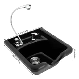 Comfortable Wall-mounted Shampoo Bowl with Hot & Cold Water Function,Durable ABS Material,Retractable Hose for Easy Hair Washing