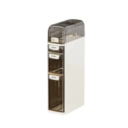 4 Tier Narrow Bathroom Storage Cabinet, Floor Cabinet with Toilet Paper Holder, Wheels, Bathroom Storage Organizer for Kitchen