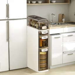 4 Tier Narrow Bathroom Storage Cabinet, Floor Cabinet with Toilet Paper Holder, Wheels, Bathroom Storage Organizer for Kitchen