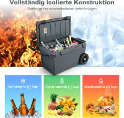 71L Insulated Box Portable Cool Box Grey , Heat Container with Bottle Opener and Drain System, Thermal Box Maximum Load 100 kg