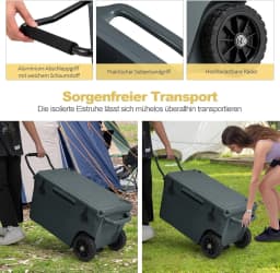 71L Insulated Box Portable Cool Box Grey , Heat Container with Bottle Opener and Drain System, Thermal Box Maximum Load 100 kg
