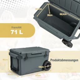 71L Insulated Box Portable Cool Box Grey , Heat Container with Bottle Opener and Drain System, Thermal Box Maximum Load 100 kg