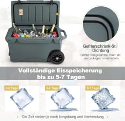 71L Insulated Box Portable Cool Box Grey , Heat Container with Bottle Opener and Drain System, Thermal Box Maximum Load 100 kg