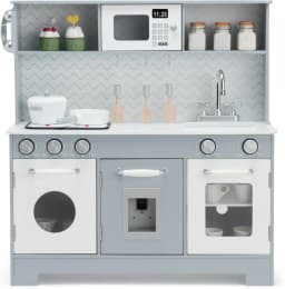 Children's Kitchen with Play Accessories, Light and Sound, Children's Play Kitchen Wooden with Microwave and Water Tank, Toy