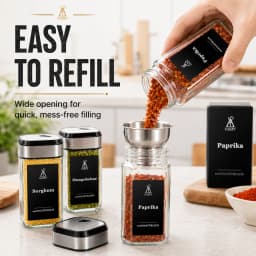 35pcs Spice Jars with 360° Rotating Lids, 120ml Glass Containers, 3 Adjustable Settings, Pantry Organizer for Herbs, Spices