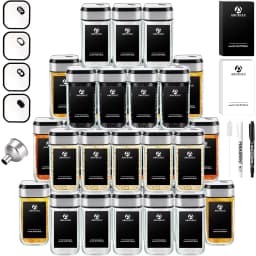 35pcs Spice Jars with 360° Rotating Lids, 120ml Glass Containers, 3 Adjustable Settings, Pantry Organizer for Herbs, Spices