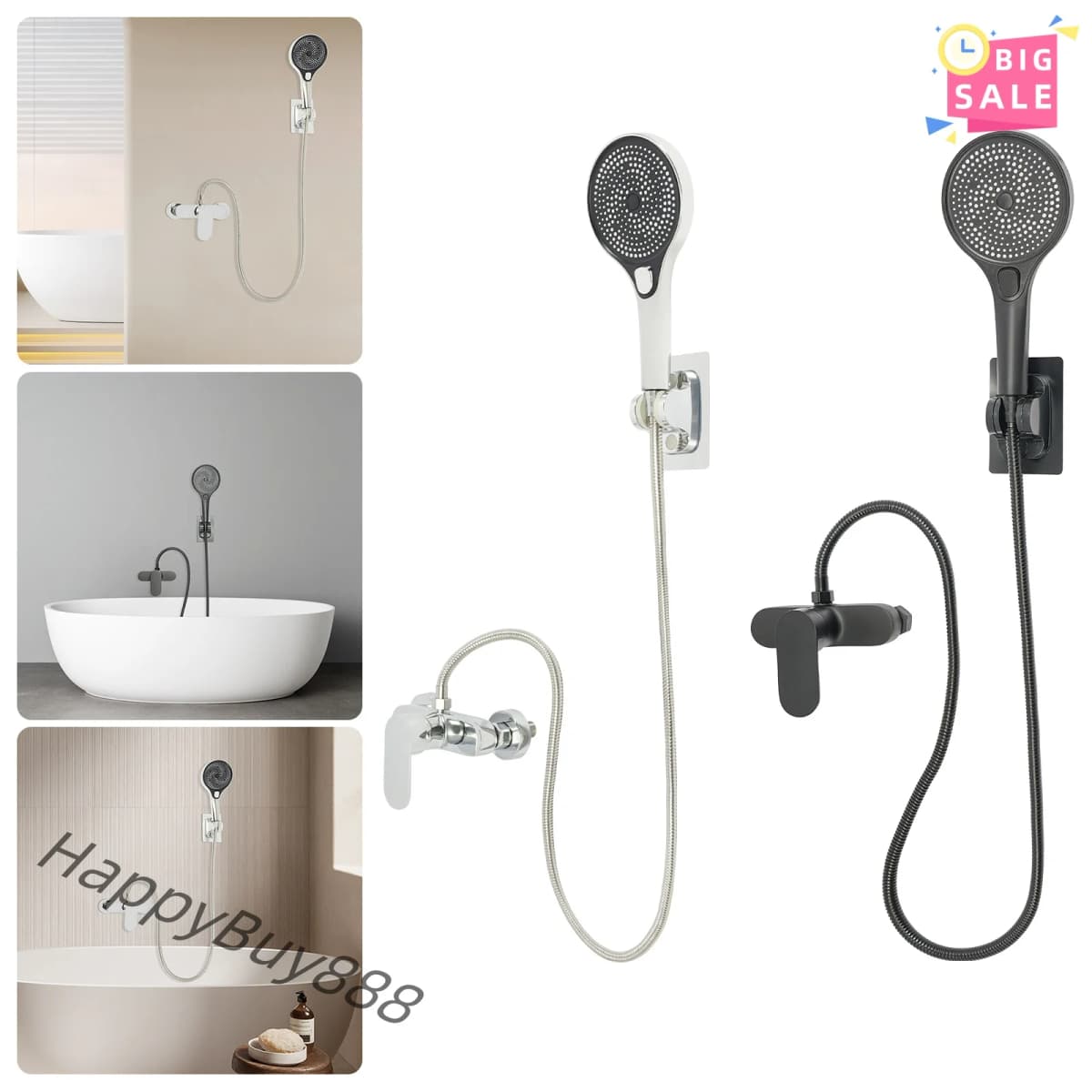 Bathroom Thermostatic Shower Mixer Tap Hot and Cold Bathroom Mixer Bathtub Faucet Set Wall for Home/Hotel Use Black/Silver