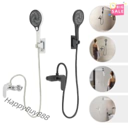 Bathroom Thermostatic Shower Mixer Tap Hot and Cold Bathroom Mixer Bathtub Faucet Set Wall for Home/Hotel Use Black/Silver
