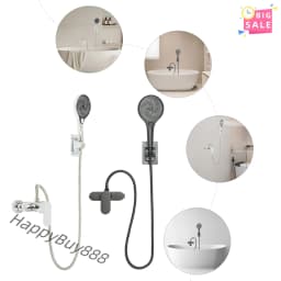 Bathroom Thermostatic Shower Mixer Tap Hot and Cold Bathroom Mixer Bathtub Faucet Set Wall for Home/Hotel Use Black/Silver