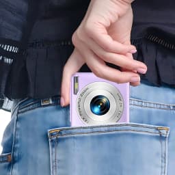 1080P Digital Camera with 32 GB Card Kids Compact Digital Camera 44 MP 16x Digital Zoom 2.4 Inch Screen Purple
