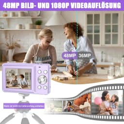 1080P Digital Camera with 32 GB Card Kids Compact Digital Camera 44 MP 16x Digital Zoom 2.4 Inch Screen Purple