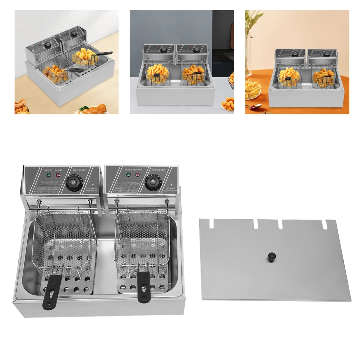 Single-cylinder Fryer 12 L 2 Baskets Stainless Steel 2 Heating Zones Independent Temperature Control