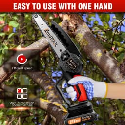 EMDTOOL 6-Inch Cordless Electric Handheld Chainsaw Brushless with 1.5Ah Battery,for Tree Branch Wood Cutting,Courtyard,Garden