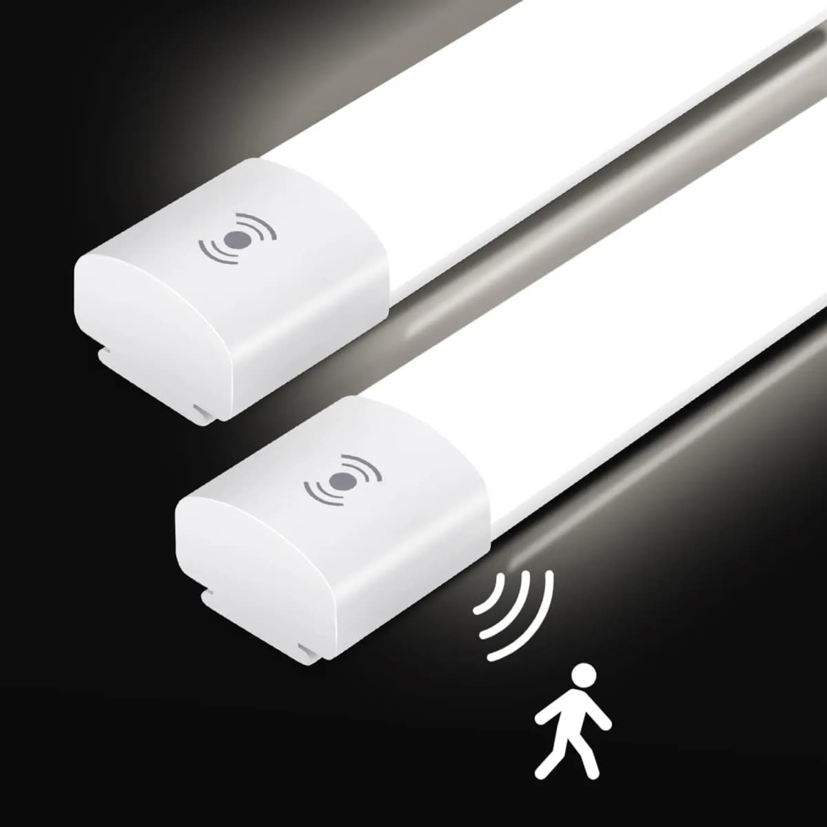2-Pack 120CM LED Motion Sensor Batten Light, 36W 4000LM IP65 Waterproof, 4000K Neutral White for Garage, Kitchen, Workshop