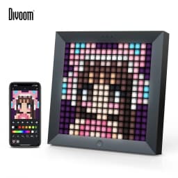 Divoom Pixoo Digital Photo Frame Alarm Clock with LED Pixel Art Display, Neon Light Decor, Smart Gift for New Year & Gamers