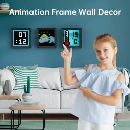 Divoom Pixoo Digital Photo Frame Alarm Clock with LED Pixel Art Display, Neon Light Decor, Smart Gift for New Year & Gamers