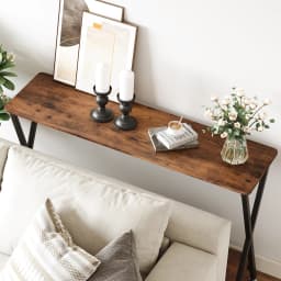 Console Table Sofa Tables Narrow Entryway Table with Shelf and Metal Frame Behind Couch Table for Hallway Foyer Bedroom
