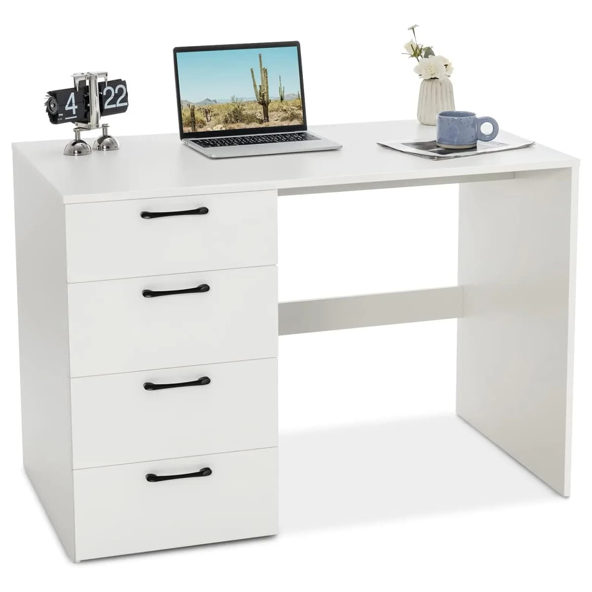 Desk with 4 Drawers,Computer Desk,Small Children's Desk,Modern Office Table,PC Table for Bedroom,Study,110 x 60 x 76cm