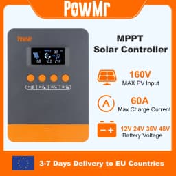 PowMr MPPT 60A Solar Charger Controller 12V 24V 36V 48V Auto Lifepo4 Battery Charger Solar Panel Regulator Max PV Input 160VDC