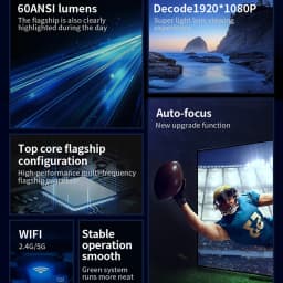2025 New 1080P Mini Beamer Portable LED projector with Wi-Fi USB HDMI for Mobile Phone Laptop Home Theater Black