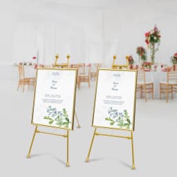 2PCS Gold Floor Easel Stands with Adjustable Hook, 5kg Load Bearing Iron Wedding Easel Stand  for Shopping Malls Restaurants