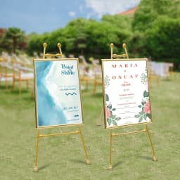 2PCS Gold Floor Easel Stands with Adjustable Hook, 5kg Load Bearing Iron Wedding Easel Stand  for Shopping Malls Restaurants