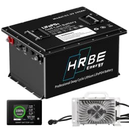 HRBEEnergy 48V 105AH Lithium Golf Cart Battery,6000+ Deep Cycle,with 20A Charger,Touch Monitor &Mobile APP,Max Output 10.24KW