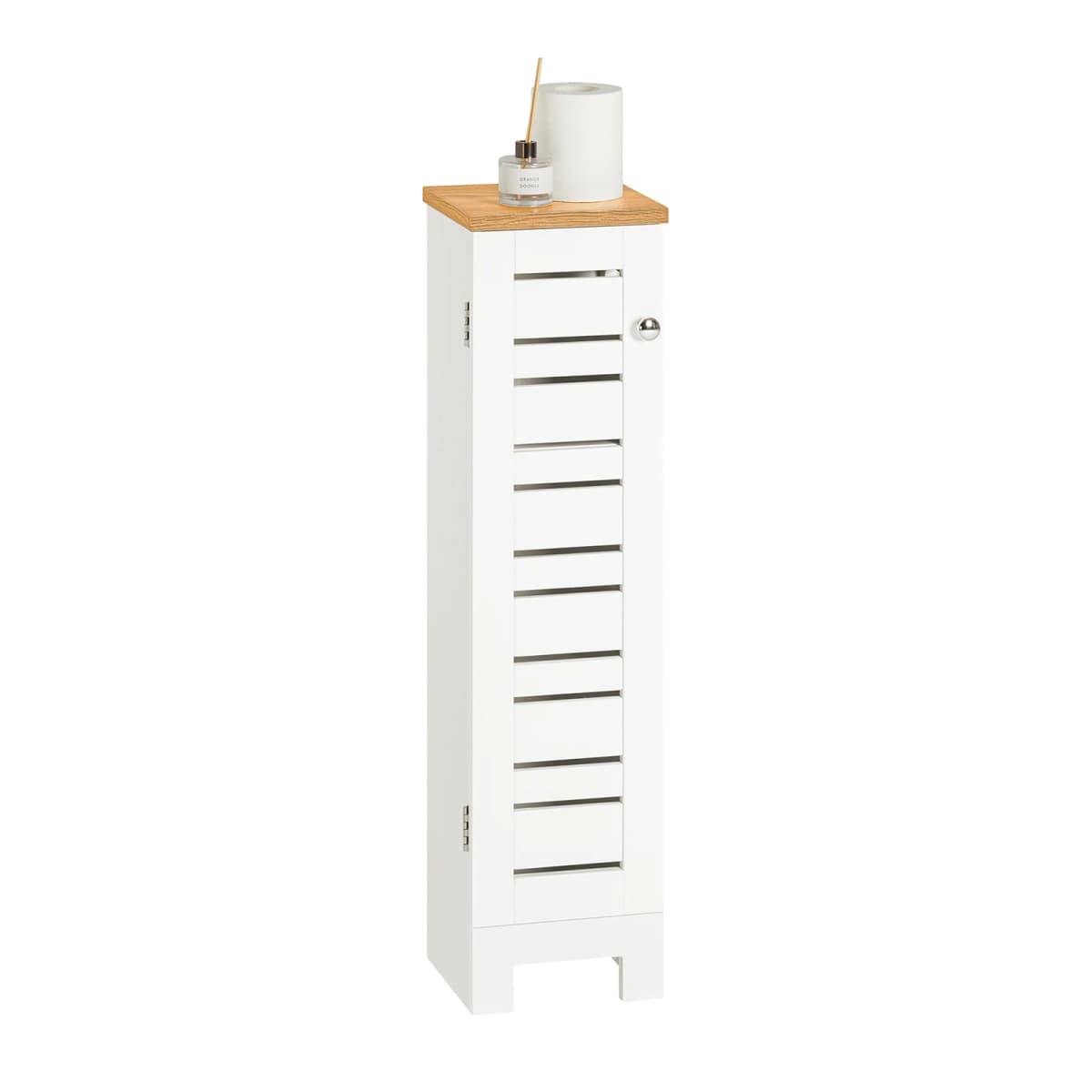 SoBuy BZR85-W Freestanding Toilet wheels Holder Toilet wardrobe Toilet Paper storage Bathroom Shelf Bathroom wardrobe White Nature