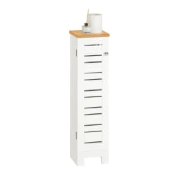 SoBuy BZR85-W Freestanding Toilet wheels Holder Toilet wardrobe Toilet Paper storage Bathroom Shelf Bathroom wardrobe White Nature