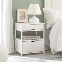 SoBuy FRG258-W side table bedside table bedside cabinet with 2 drawers and 2 shelves, BHT approx.: 45x55x38cm