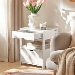 SoBuy FRG258-W side table bedside table bedside cabinet with 2 drawers and 2 shelves, BHT approx.: 45x55x38cm