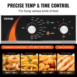 SucceBuy 9Qt /8.5 L  Commercial Deep Fryer 1750W Electric Countertop Fryer with Basket Single Tank Oil Fryer Time & Temp Control
