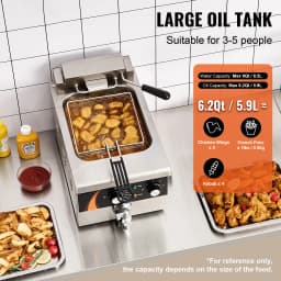 SucceBuy 9Qt /8.5 L  Commercial Deep Fryer 1750W Electric Countertop Fryer with Basket Single Tank Oil Fryer Time & Temp Control