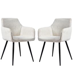 2 set armrest dining chairs, ergonomically upholstered, modern beige