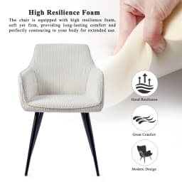 2 set armrest dining chairs, ergonomically upholstered, modern beige