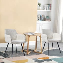 2 set armrest dining chairs, ergonomically upholstered, modern beige