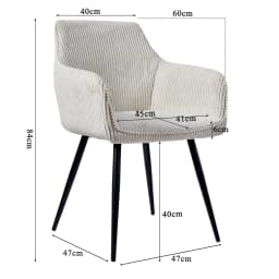 2 set armrest dining chairs, ergonomically upholstered, modern beige