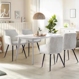 2 set armrest dining chairs, ergonomically upholstered, modern beige