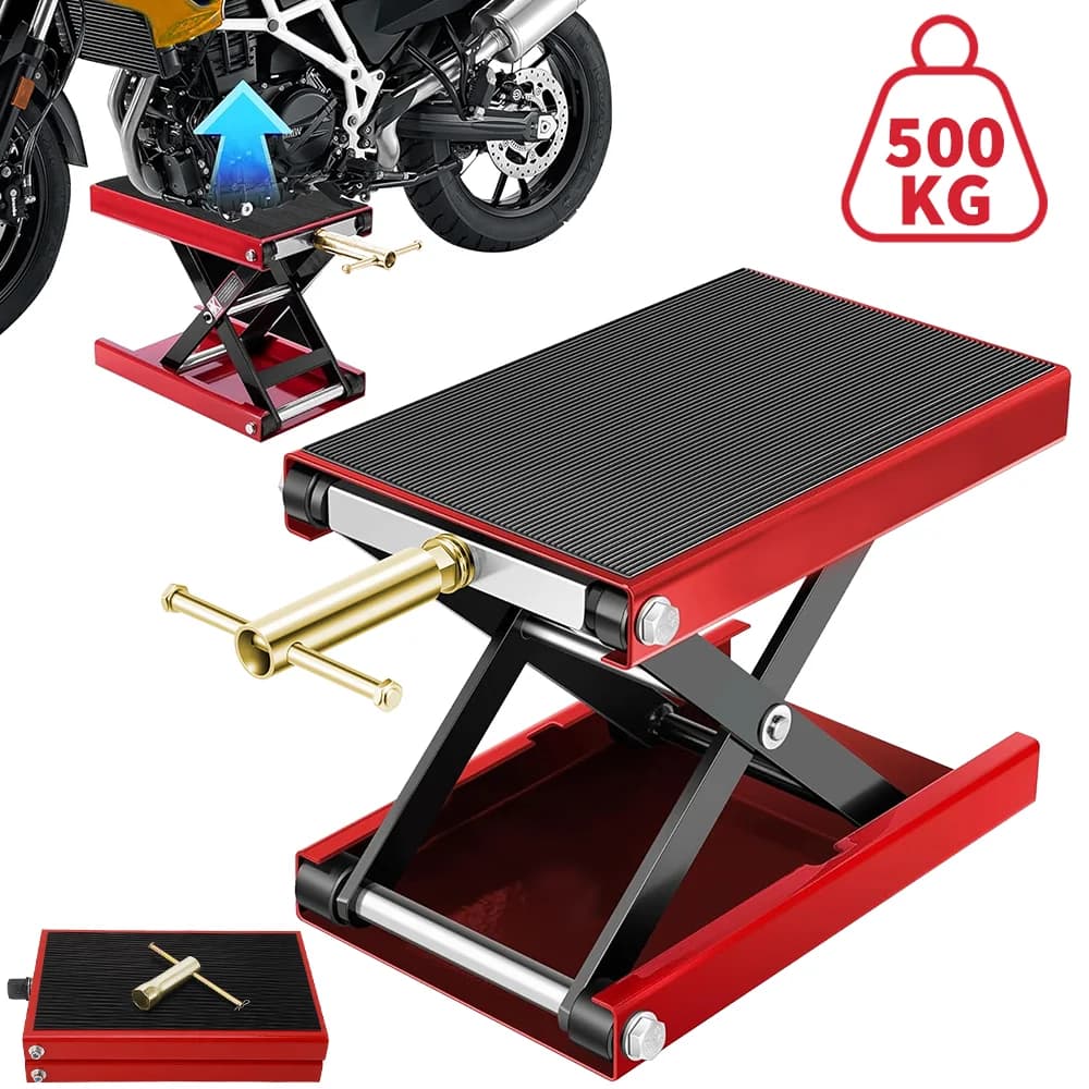 Motorcycle Lift Table 500kg Heavy Duty Hydraulic Lift Wide Deck Scissor Lift Jack Table Foot Stand Jack for Dirt Bike ATV Motor