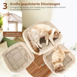 168 cm Wooden Scratching Post, Multi-Tier Cat Scratching Post, Large, Cat Tree with Cave, Ladder, Mats, Balls & Hammock