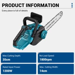 DRILLPRO 12Inch 1200W Brushless Cordless Electric Chainsaw Battery-Powered for Wood Cutting with LCD Screen Lightweight Portable
