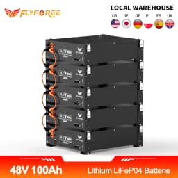 FLLYROWER 48V 100AH LiFePO4 Lithium Battery Pack 5.12KW 8000+Cycles With BMS 100A For Solar Panel Off-Grid Home Battery Storage