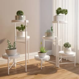 Foldable Corner Plant Stand Indoor Outdoor Tiered Plant Shelf Foldable Flower Holder Display Rack for Garden Patio Balcony