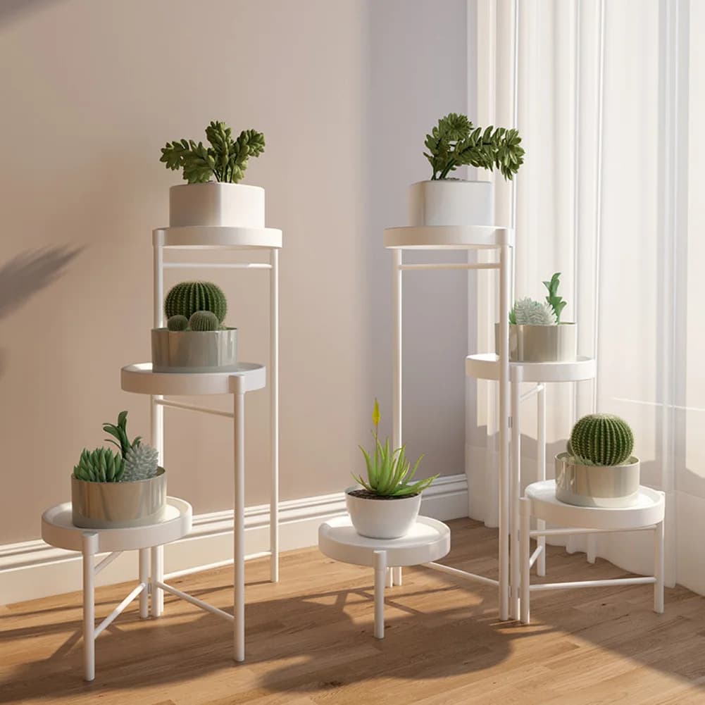 Foldable Corner Plant Stand Indoor Outdoor Tiered Plant Shelf Foldable Flower Holder Display Rack for Garden Patio Balcony