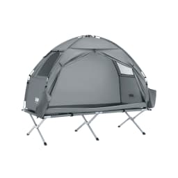 SoBuy OGS32-II camping tent single tent with lamp hook and shoe storage bags 3in1 tent 1 person practical green