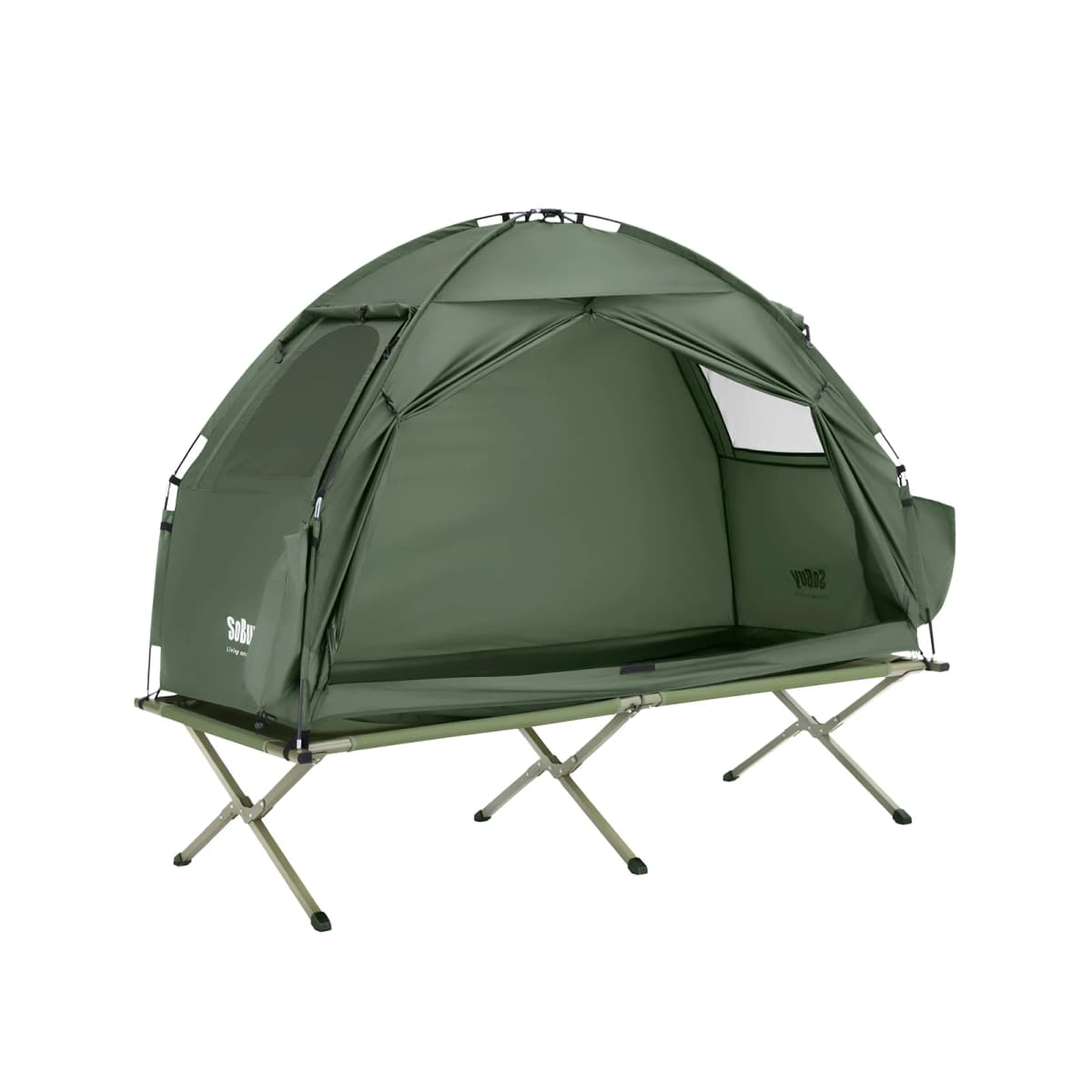 SoBuy OGS32-II camping tent single tent with lamp hook and shoe storage bags 3in1 tent 1 person practical green