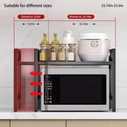 Kitchen Storage Rack Microwave Shelf Condiment Organizer Shelf Tableware Storage Expandable 42-64cm Moisture And Rust