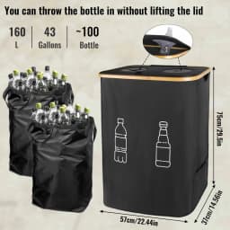160L Bottle Collection Container 2 Compartments Deposit Bottles Organizer,Empty Bottles Storage Washing Machine Washable Bag