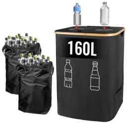 160L Bottle Collection Container 2 Compartments Deposit Bottles Organizer,Empty Bottles Storage Washing Machine Washable Bag